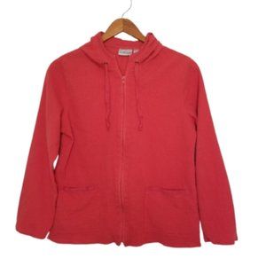 Women's red-orange Chico's zip-up long sleeve Hoodie Size 0